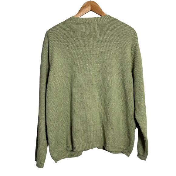 Heirloom Collectibles Green Knit Embroidered Sweater Christmas Cottagecore Sz L - Picture 2 of 4